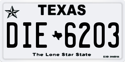 TX license plate DIE6203