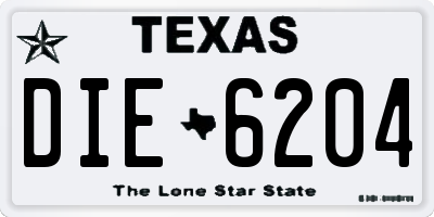 TX license plate DIE6204
