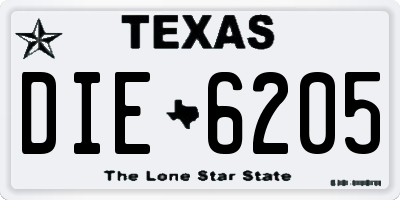 TX license plate DIE6205