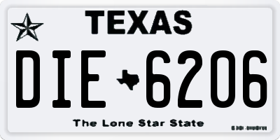 TX license plate DIE6206