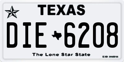 TX license plate DIE6208