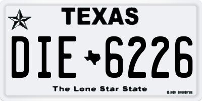 TX license plate DIE6226