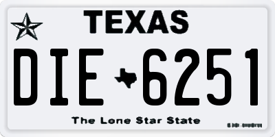 TX license plate DIE6251