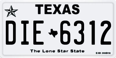 TX license plate DIE6312