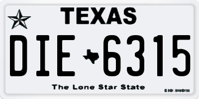 TX license plate DIE6315
