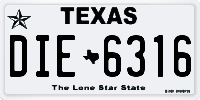 TX license plate DIE6316
