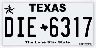 TX license plate DIE6317