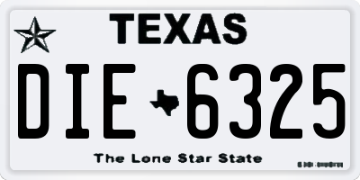 TX license plate DIE6325
