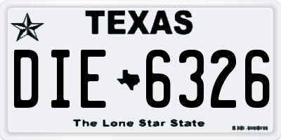 TX license plate DIE6326