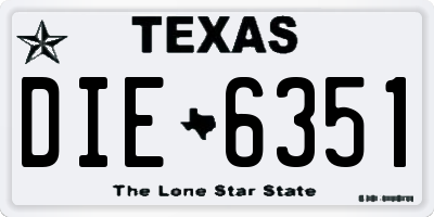 TX license plate DIE6351
