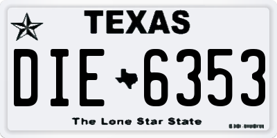 TX license plate DIE6353