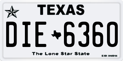 TX license plate DIE6360