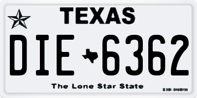 TX license plate DIE6362