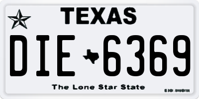 TX license plate DIE6369