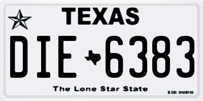 TX license plate DIE6383