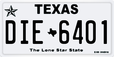 TX license plate DIE6401