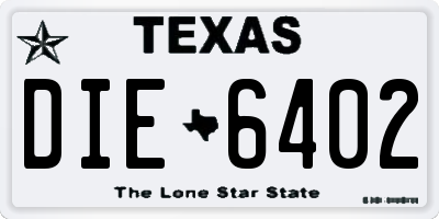 TX license plate DIE6402