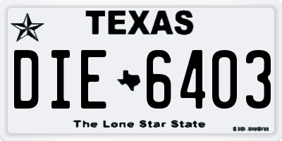 TX license plate DIE6403