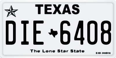 TX license plate DIE6408