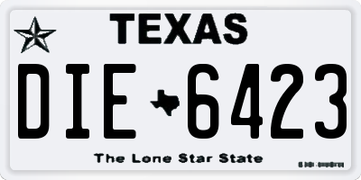 TX license plate DIE6423