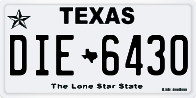 TX license plate DIE6430
