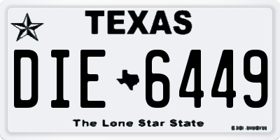 TX license plate DIE6449