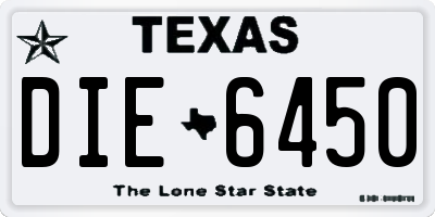 TX license plate DIE6450