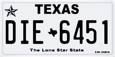 TX license plate DIE6451