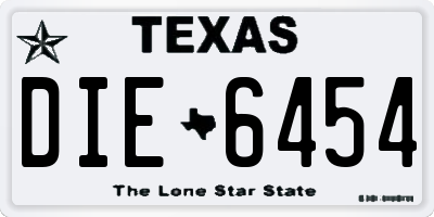 TX license plate DIE6454