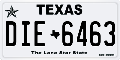 TX license plate DIE6463