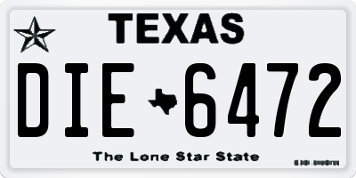 TX license plate DIE6472