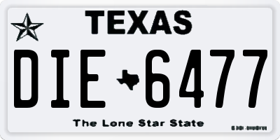 TX license plate DIE6477