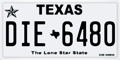 TX license plate DIE6480