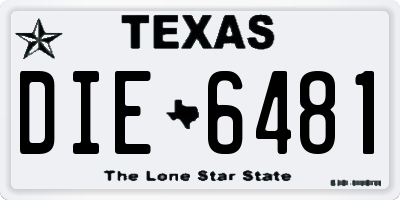 TX license plate DIE6481