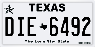 TX license plate DIE6492