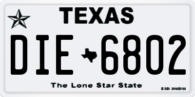 TX license plate DIE6802