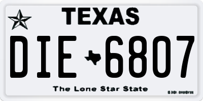 TX license plate DIE6807