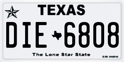 TX license plate DIE6808