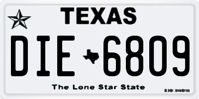 TX license plate DIE6809