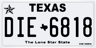 TX license plate DIE6818