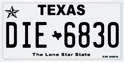 TX license plate DIE6830