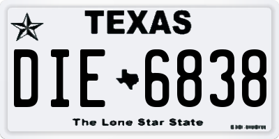 TX license plate DIE6838