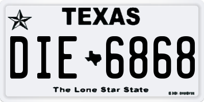 TX license plate DIE6868