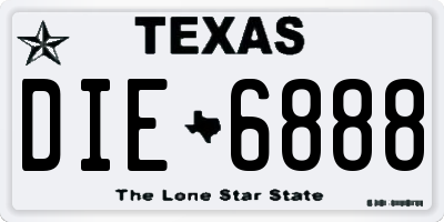 TX license plate DIE6888