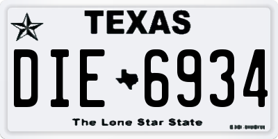 TX license plate DIE6934
