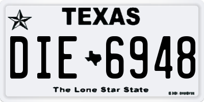 TX license plate DIE6948