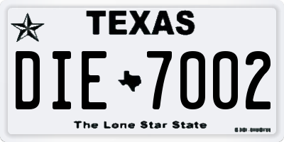 TX license plate DIE7002