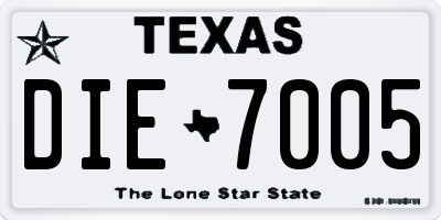 TX license plate DIE7005
