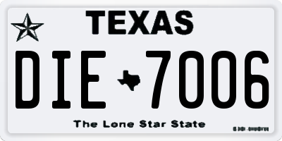 TX license plate DIE7006