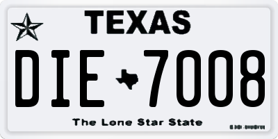 TX license plate DIE7008